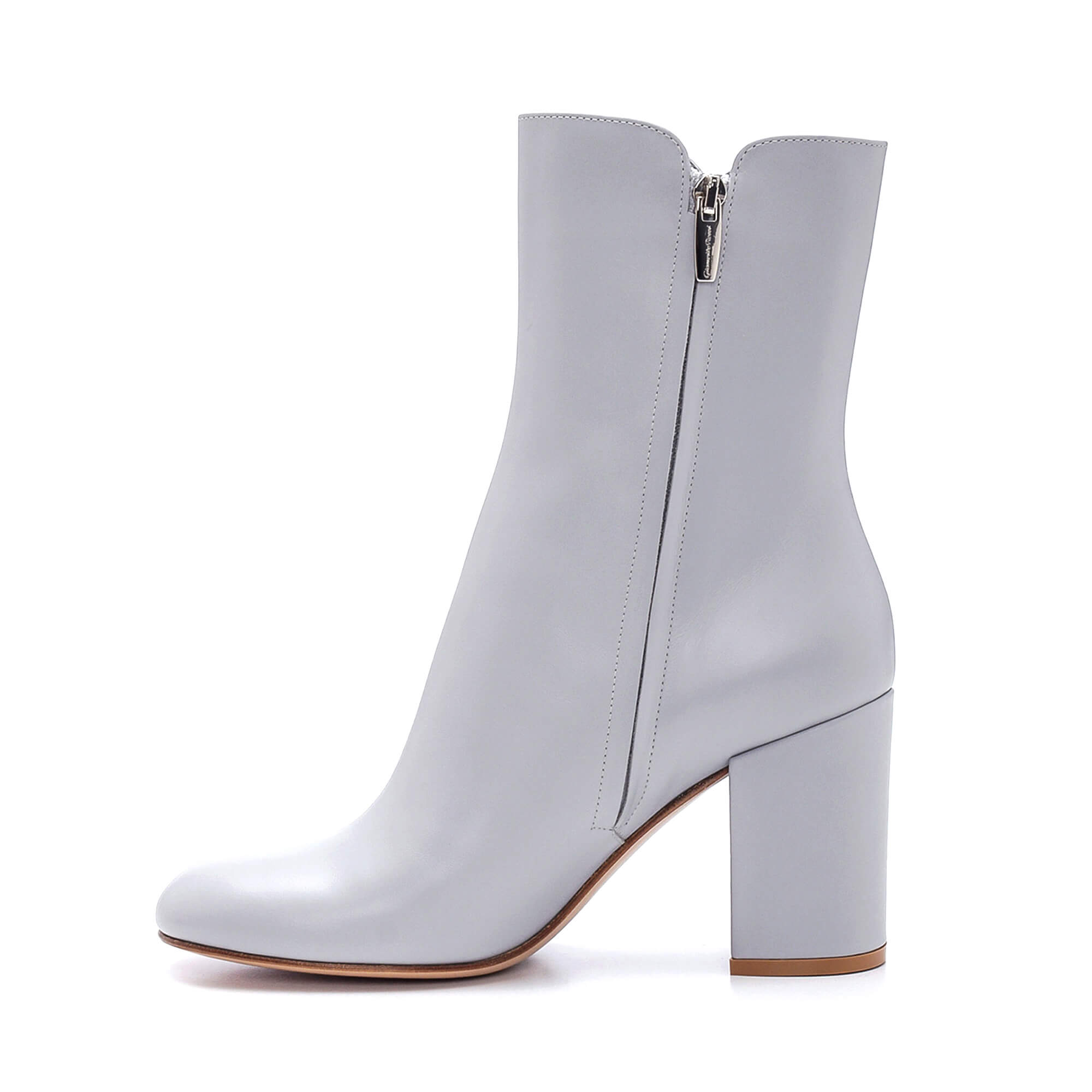 Gianvito Rossi - Grey Leather Adelle 85 Ankle Boots 